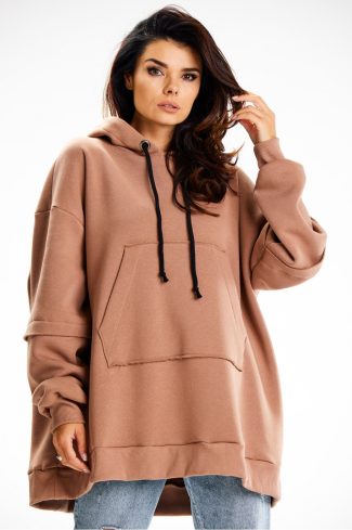 Beige Sweatshirt in Sweatshirts For Women with Cotton and Spandex