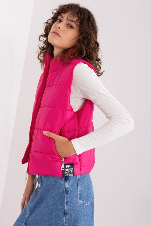 Pink Gilet in Women`s Coats, Jackets with Polyester