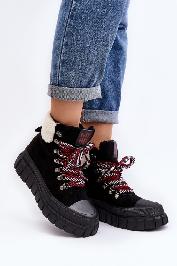 Black Trapper Shoes in Women`s Ankle Boots & Booties with Fabric, Warmers, Footbed, Upper Height and Platform Height
