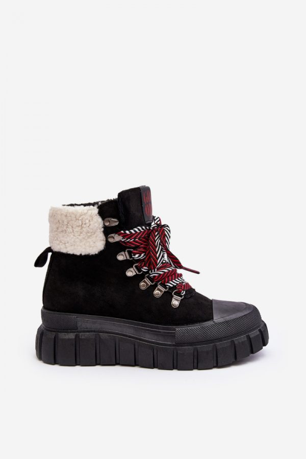 Black Trapper Shoes in Women`s Ankle Boots & Booties with Fabric, Warmers, Footbed, Upper Height and Platform Height