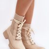 Beige Boots in Women`s Ankle Boots & Booties with Fabric, Footbed, Upper Height, Heel Height and Platform Height