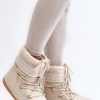 Beige Snow Boots in Women`s Ankle Boots & Booties with Fabric, Warmers, Footbed, Upper Height and Platform Height