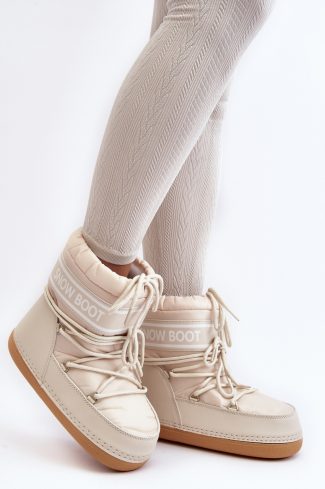 Beige Snow Boots in Women`s Ankle Boots & Booties with Fabric, Warmers, Footbed, Upper Height and Platform Height