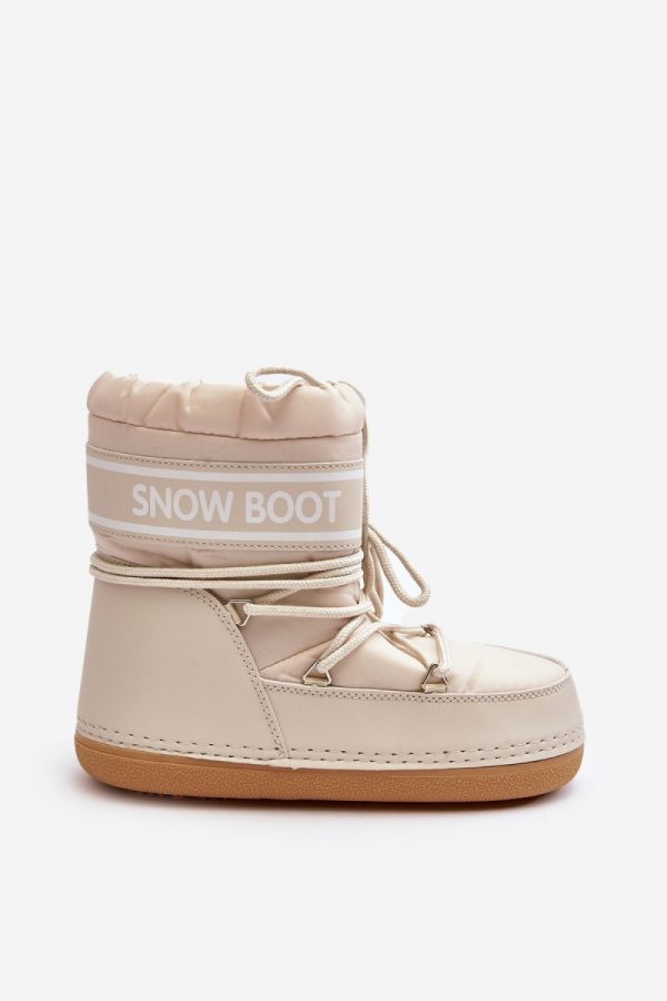 Beige Snow Boots in Women`s Ankle Boots & Booties with Fabric, Warmers, Footbed, Upper Height and Platform Height