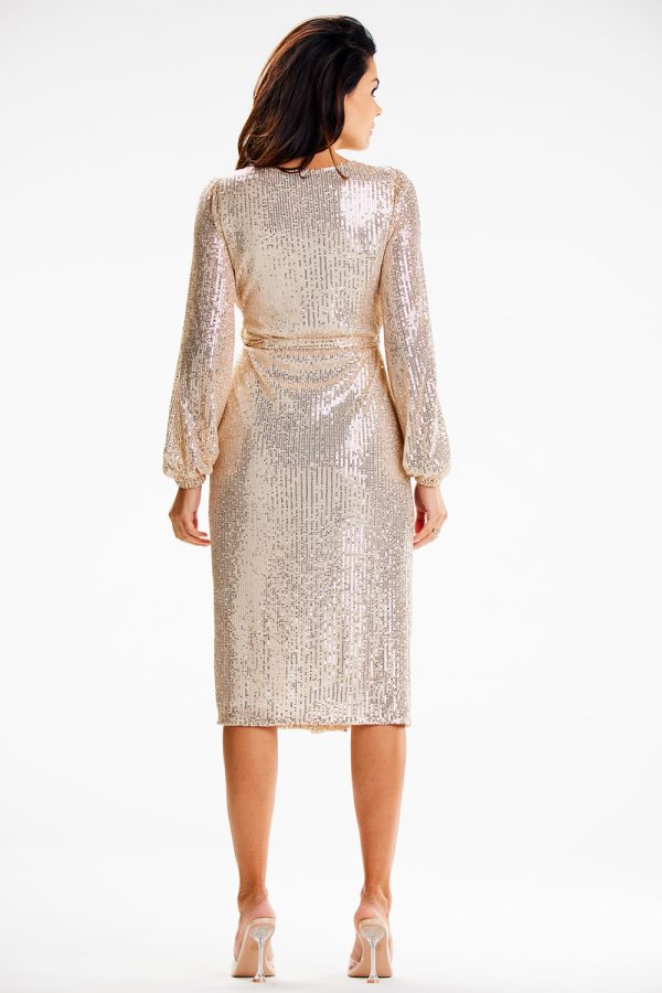 Beige Evening Dress in Evening Dresses with Spandex and Polyester