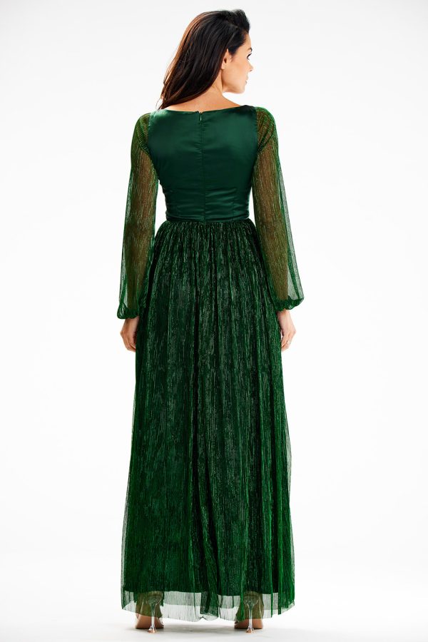 Green Long Dress in Evening Dresses with Spandex and Polyester