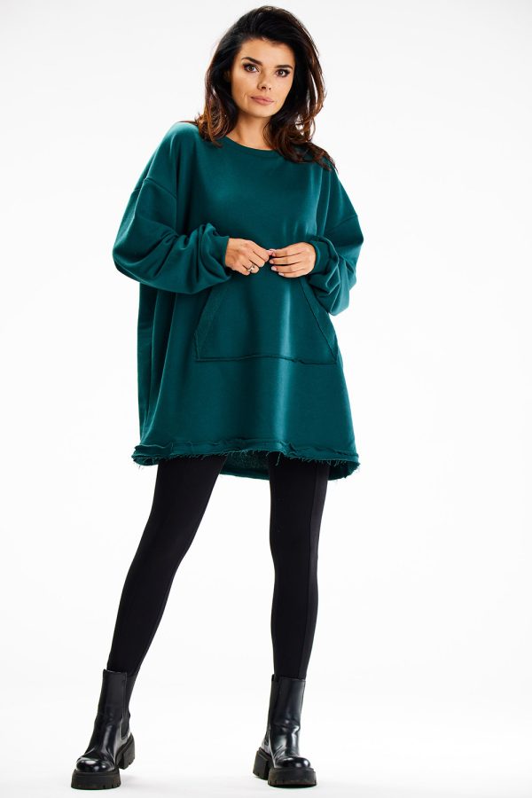 Green Sweatshirt in Sweatshirts For Women with Cotton and Spandex