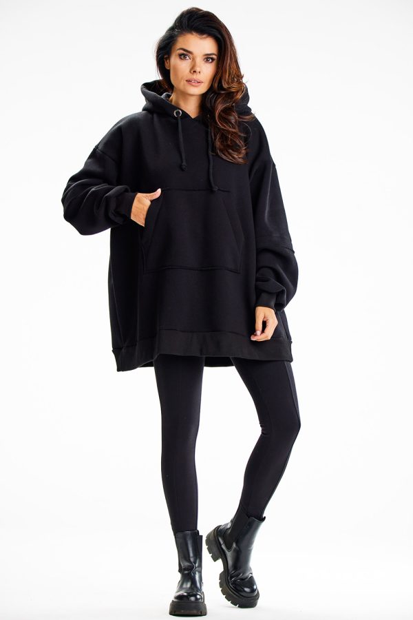 Black Sweatshirt in Sweatshirts For Women with Cotton and Spandex