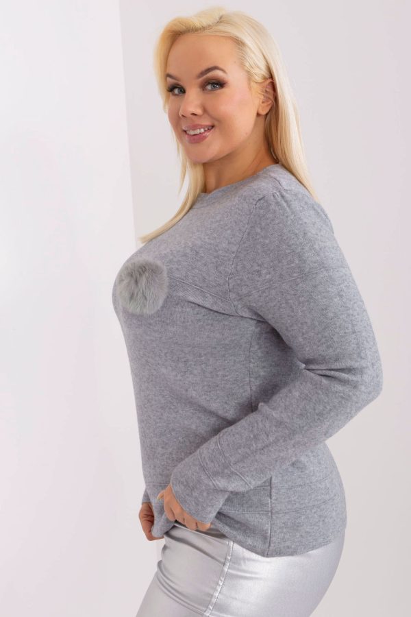 Grey Jumper Plus Size in Plus Size Women with Nylon, Polyester and Viscose