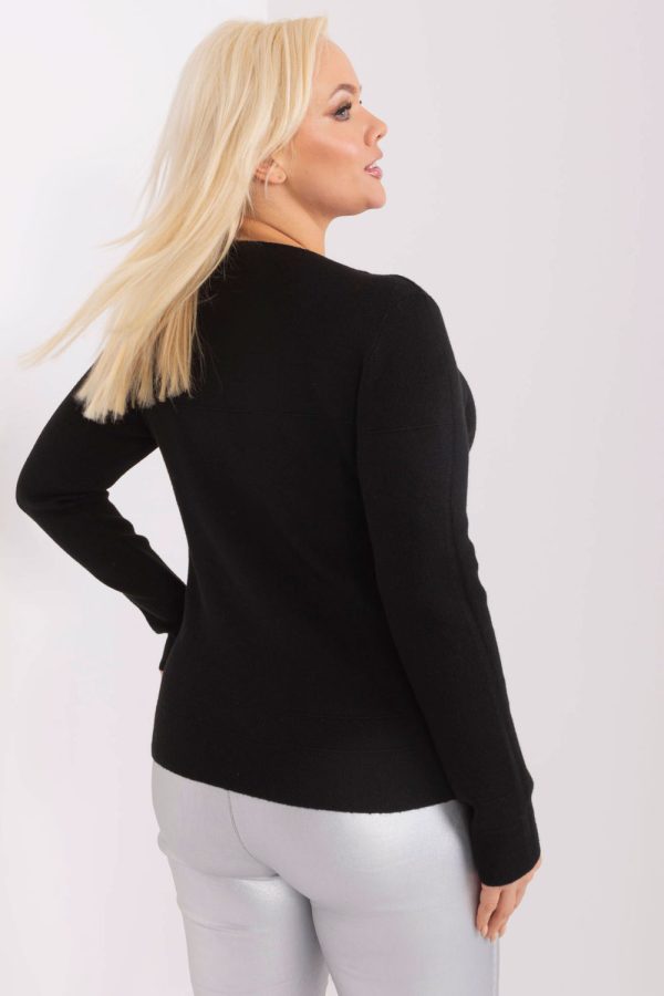 Black Jumper Plus Size in Plus Size Women with Nylon, Polyester and Viscose