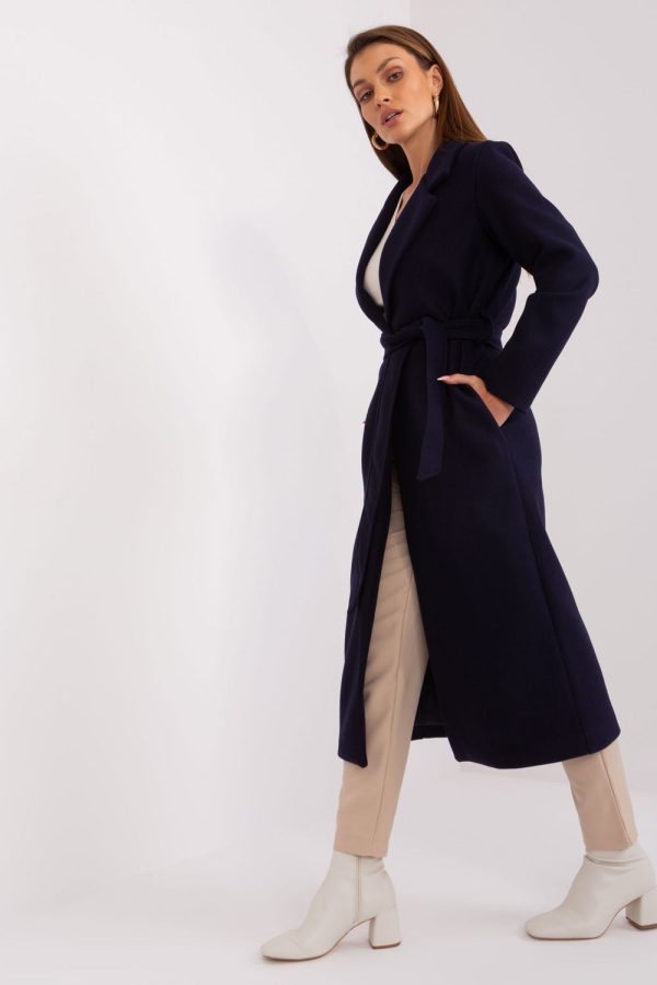 Navy Blue Coat in Women`s Coats, Jackets with Polyester