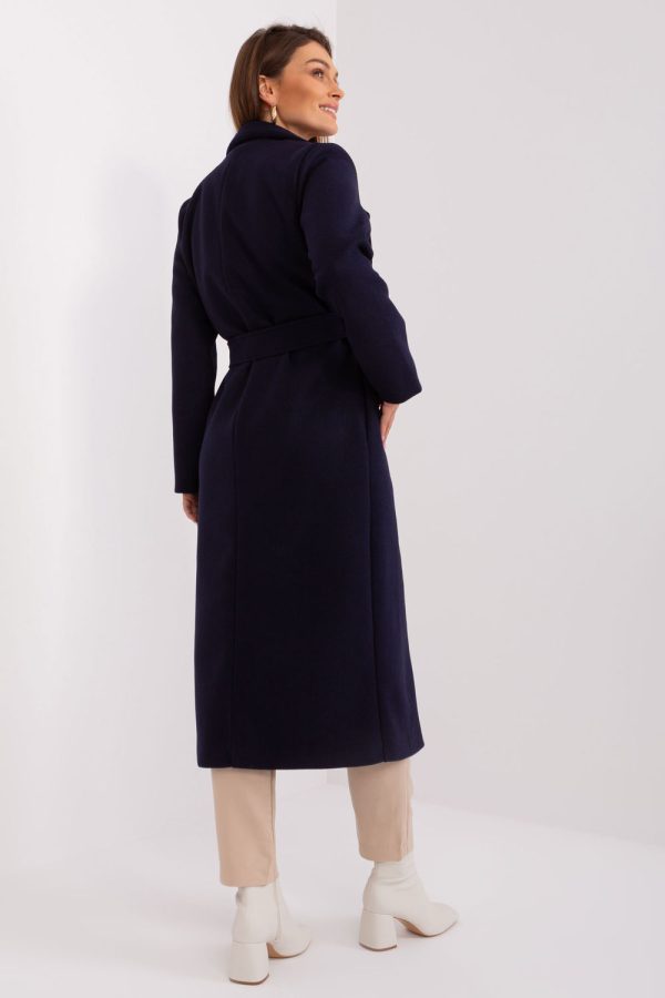 Navy Blue Coat in Women`s Coats, Jackets with Polyester