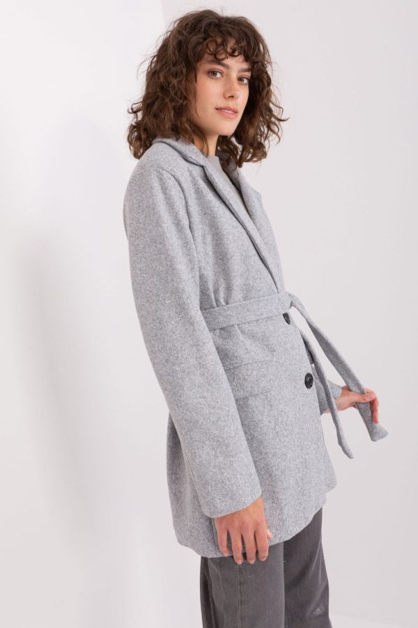 Grey Coat in Women`s Coats, Jackets with Polyester