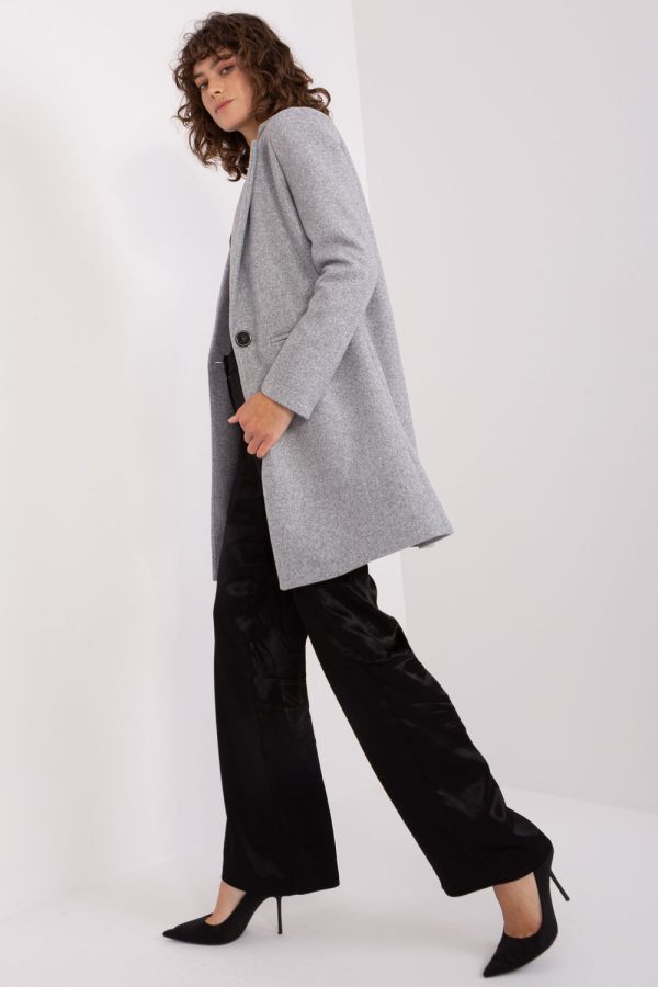 Grey Coat in Women`s Coats, Jackets with Spandex, Polyester and Viscose