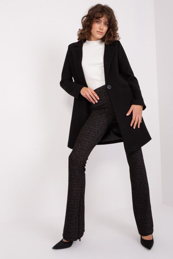 Black Coat in Women`s Coats, Jackets with Spandex, Polyester and Viscose