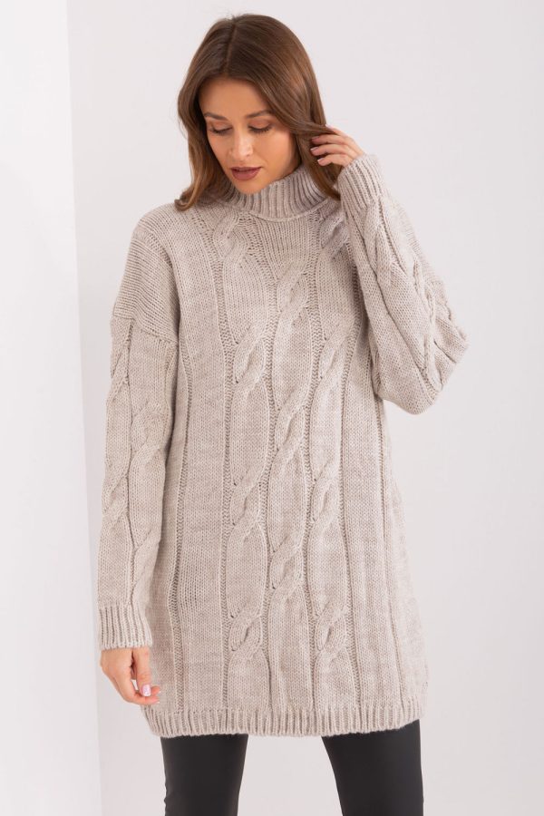 Beige Daydress in Day Dresses with Acrylic and Wool