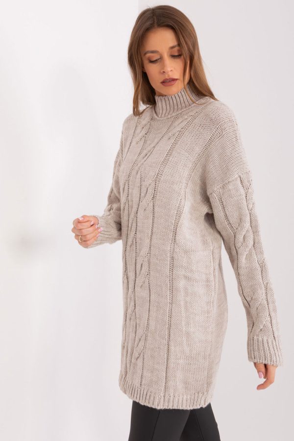 Beige Daydress in Day Dresses with Acrylic and Wool
