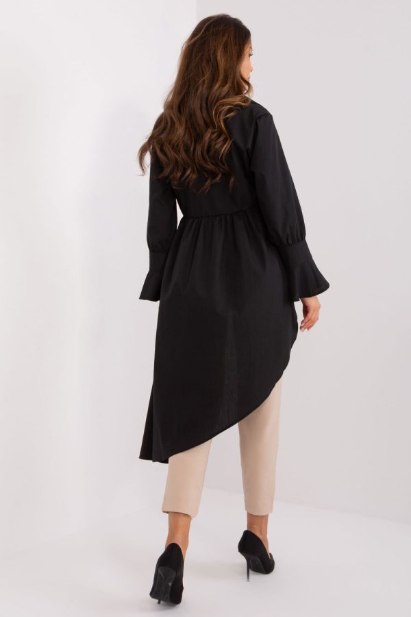 Black Long Sleeve Shirt in Shirts For Women with Cotton, Spandex and Viscose
