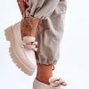 Beige Mocassin in Moccasins, Loafers with Fabric, Footbed, Upper Height, Heel Height and Platform Height