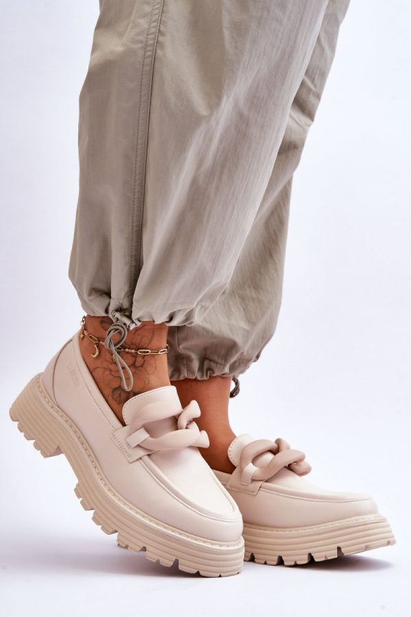 Beige Mocassin in Moccasins, Loafers with Fabric, Footbed, Upper Height, Heel Height and Platform Height