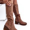 Brown Thigh-Hight Boots in Over The Knee High Boots, Thigh High Boots with Fabric, Footbed, Upper Height and Heel Height