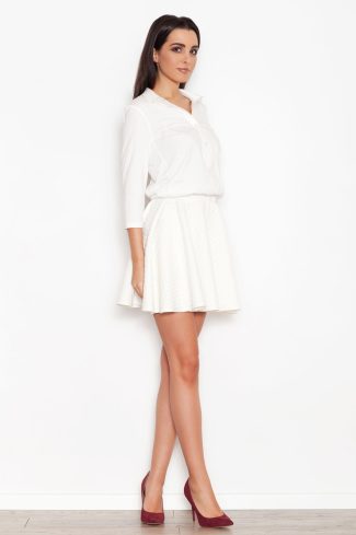 Beige Daydress in Day Dresses with Cotton and Spandex