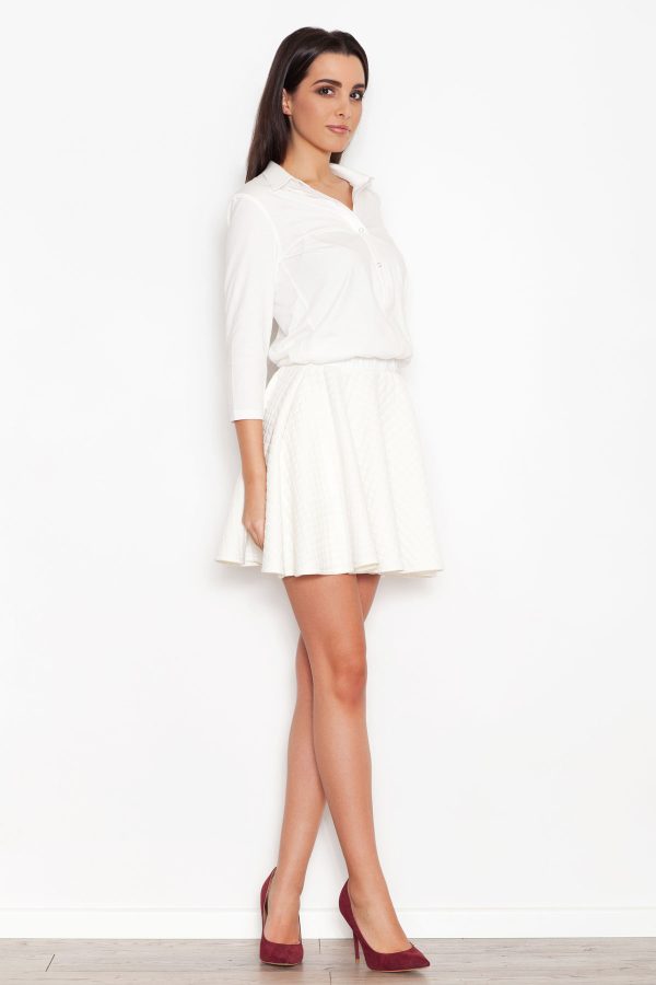 Beige Daydress in Day Dresses with Cotton and Spandex
