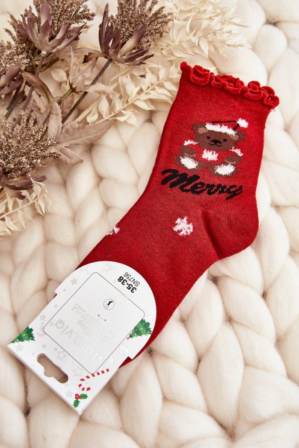 Red Socks in Hosiery, Legwear, Stockings And Tights For Women with Cotton, Spandex and Polyamide