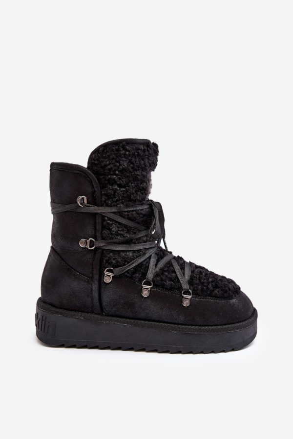 Black Snow Boots in Women`s Ankle Boots & Booties with Fabric, Warmers, Footbed, Upper Height, Heel Height and Platform Height