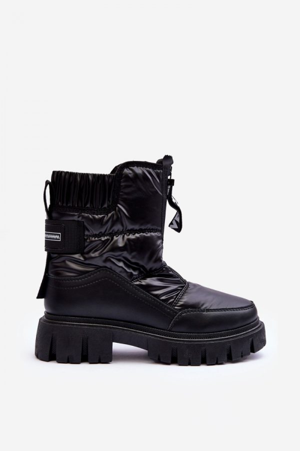 Black Snow Boots in Women`s Ankle Boots & Booties with Fabric, Warmers, Footbed, Upper Height, Heel Height and Platform Height
