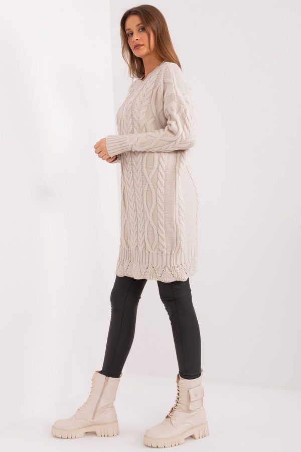 Beige Daydress in Day Dresses with Acrylic and Wool