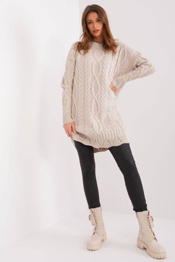Beige Daydress in Day Dresses with Acrylic and Wool