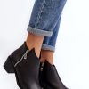 Black Heeled Low Shoes in Women`s Ankle Boots & Booties with Fabric, Warmers, Footbed, Upper Height and Heel Height