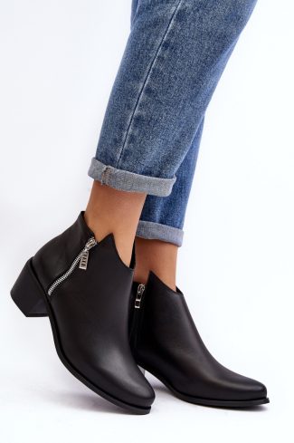 Black Heeled Low Shoes in Women`s Ankle Boots & Booties with Fabric, Warmers, Footbed, Upper Height and Heel Height