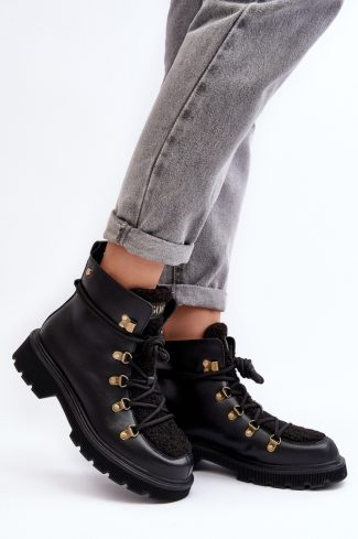 Black Trapper Shoes in Women`s Ankle Boots & Booties with Fabric, Warmers, Footbed, Upper Height, Heel Height and Platform Height
