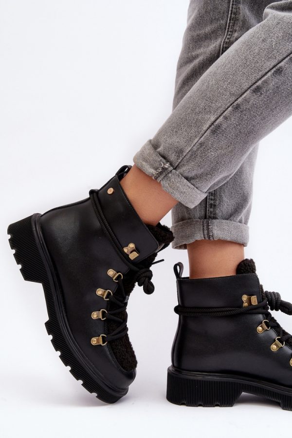 Black Trapper Shoes in Women`s Ankle Boots & Booties with Fabric, Warmers, Footbed, Upper Height, Heel Height and Platform Height