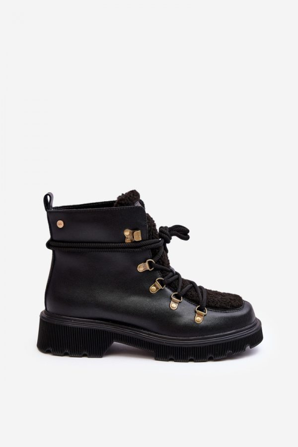 Black Trapper Shoes in Women`s Ankle Boots & Booties with Fabric, Warmers, Footbed, Upper Height, Heel Height and Platform Height
