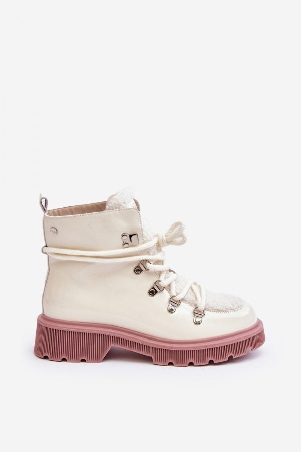 White Trapper Shoes in Women`s Ankle Boots & Booties with Fabric, Warmers, Footbed, Upper Height, Heel Height and Platform Height