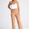 Brown Women Trousers in Pants, Trousers, Shorts with Spandex, Polyester and Viscose