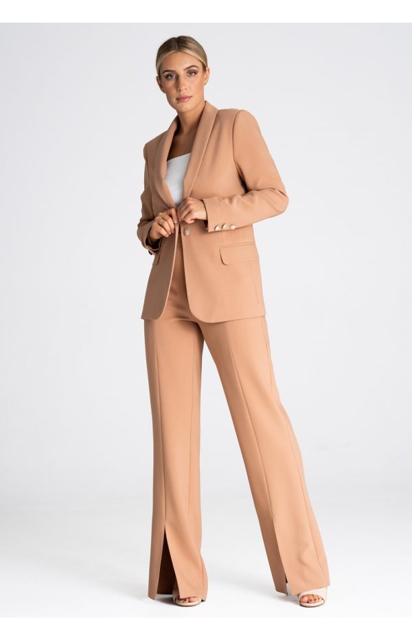 Brown Women Trousers in Pants, Trousers, Shorts with Spandex, Polyester and Viscose