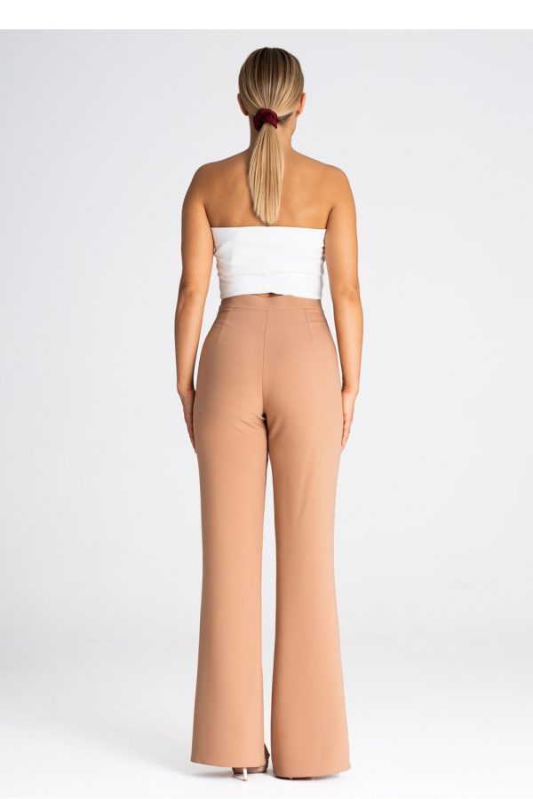 Brown Women Trousers in Pants, Trousers, Shorts with Spandex, Polyester and Viscose