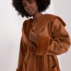 Brown Coat in Women`s Coats, Jackets with Cotton, Spandex and Polyester