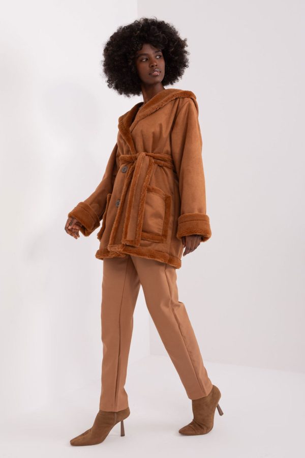 Brown Coat in Women`s Coats, Jackets with Cotton, Spandex and Polyester