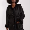 Black Coat in Women`s Coats, Jackets with Cotton, Spandex and Polyester
