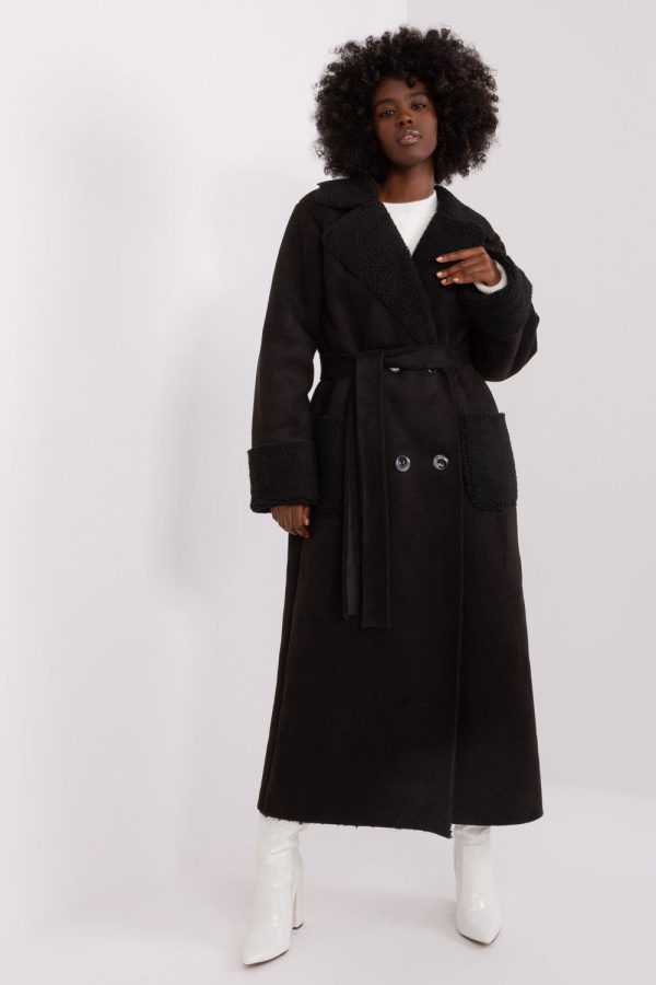 Black Coat in Women`s Coats, Jackets with Cotton, Spandex and Polyester