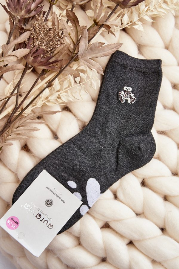 Grey Socks in Hosiery, Legwear, Stockings And Tights For Women with Cotton, Spandex and Polyamide