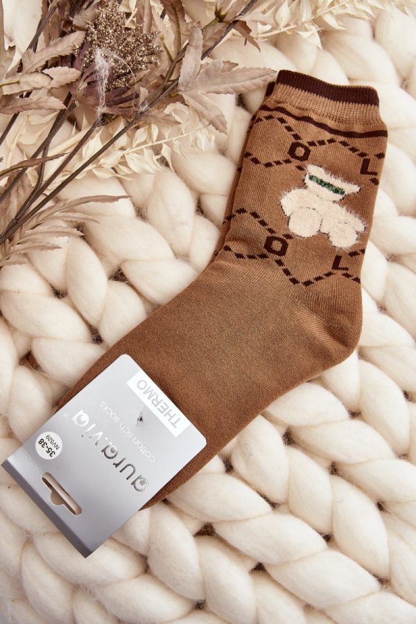 Brown Socks...Cotton, Spandex and Polyamide