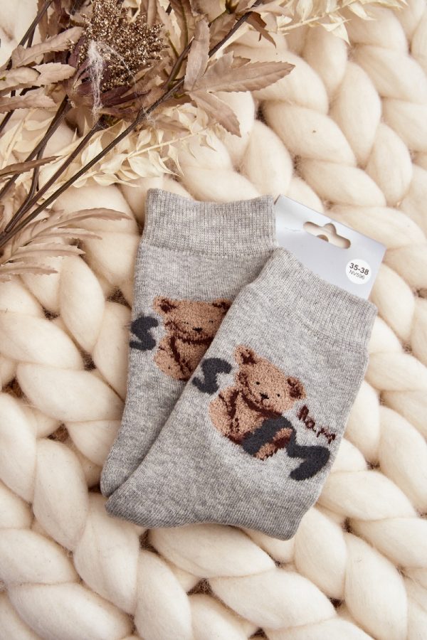 Grey Socks in Hosiery, Legwear, Stockings And Tights For Women with Cotton, Spandex and Polyamide