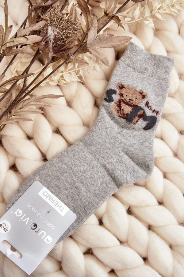 Grey Socks in Hosiery, Legwear, Stockings And Tights For Women with Cotton, Spandex and Polyamide