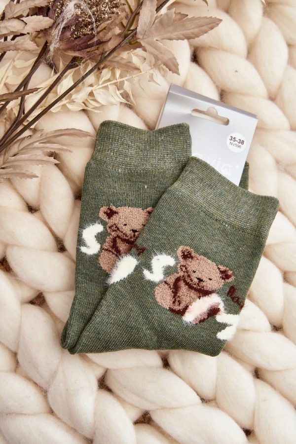 Green Socks in Hosiery, Legwear, Stockings And Tights For Women with Cotton, Spandex and Polyamide